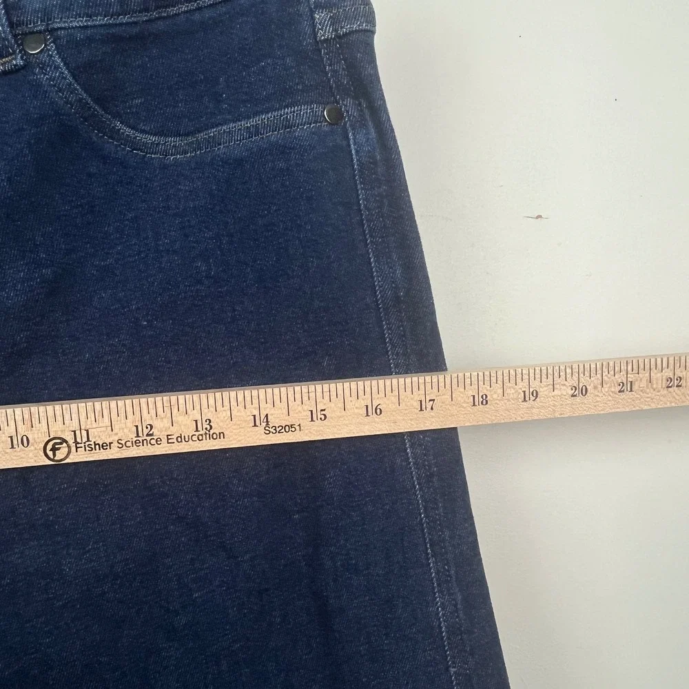 Spanx Wide Leg Jeans Raw Indigo High Rise Pull On Denim 20547T Large Long